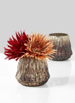 4.25in Tall Diamond Rust & Silver Glass Vase