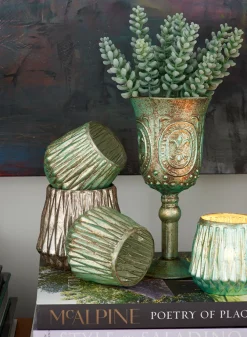 4.25in Tall Diamond Rust & Silver Glass Vase