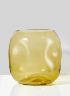 6.5in Tall Dimpled Dark Amber Glass Vase