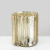 6in Tall Dwarika Old Gold Glass Vase