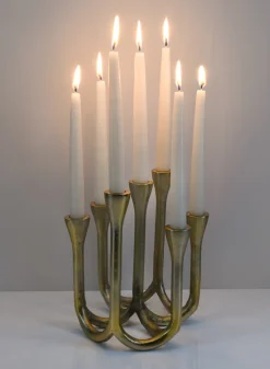 8.25in Tall Eglise Seven Light Metal Candle Stand