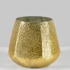 6in Tall Equinox Artisan Shimmer Gold Tone Glass Holder