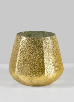6in Tall Equinox Artisan Shimmer Gold Tone Glass Holder