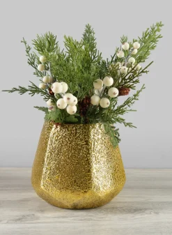 6in Tall Equinox Artisan Shimmer Gold Tone Glass Holder
