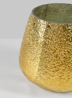 6in Tall Equinox Artisan Shimmer Gold Tone Glass Holder