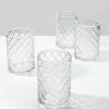 4.75in Tall Etched Glass Votive Holder, Set of 4