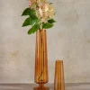 13in Tall Faris Amber Pedestal Glass Vase
