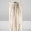 9in Tall Faro Aged White Ceramic Cylinder