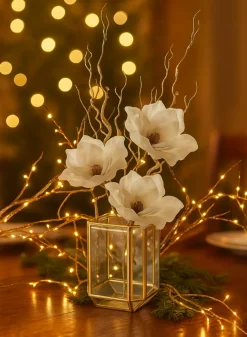 6in Tall Fatemeh Gold Trim Glass Panel Candle Holder