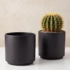 5.25in Tall Florist Choice Matte Black Ceramic Cylinder, Set of 2