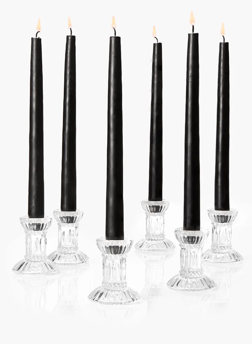 3in Tall Fluted Glass Candlestick, Set of 6