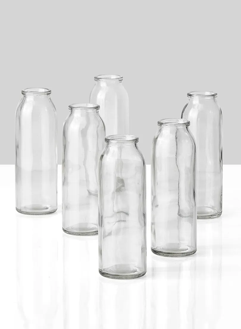 6.25in Tall Glass Bottle Vase, Set of 6