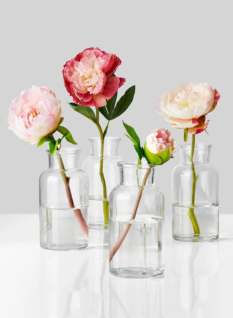 6.5in Tall Glass Bottle With Cork, Set of 2