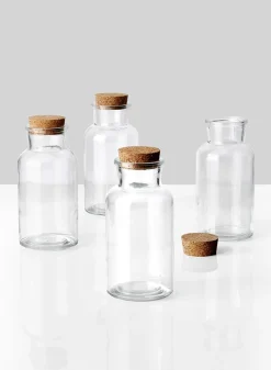 6.5in Tall Glass Bottle With Cork, Set of 2