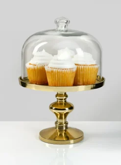 11in Tall Glass Dome With Gold Stand