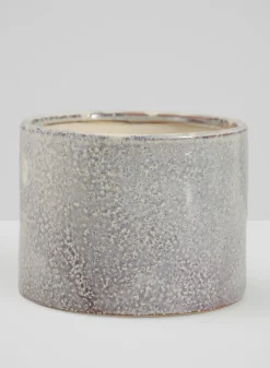 5.5in Tall Glaze Cloud Gray Ceramic Cylinder Vase