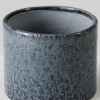 4.5in Tall Glaze Old Blue Ceramic Cylinder Vase