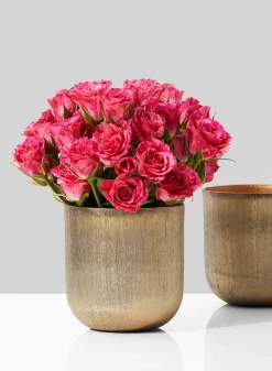 4in Tall Gold Aluminum Vase, Set of 2