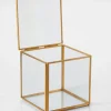 4in Tall Gold Antique Glass Box (With Lid)