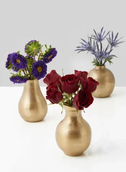 4in Tall Gold Bud Aluminum Vase, Set of 4