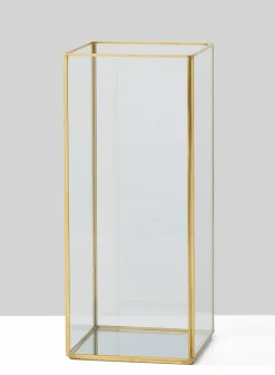 12in Tall Gold Candle Holder With Mirror Bottom