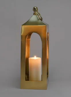 18.5in Tall Gold Chateau Metal Lantern