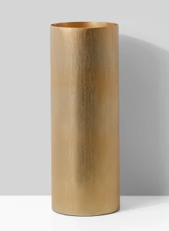 14in Tall Gold Cylinder Aluminum Vase