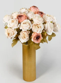 14in Tall Gold Cylinder Aluminum Vase