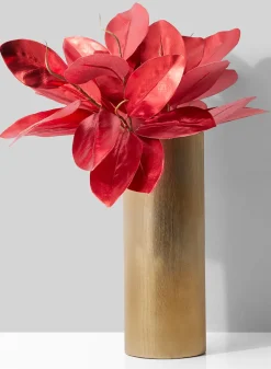 14in Tall Gold Cylinder Aluminum Vase