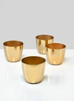 3.5in Tall Gold Elegance Iron Cachepot, Set of 4
