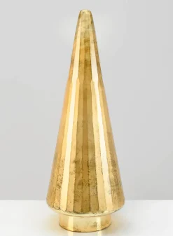 25.5in Tall Gold Faceted Glass Christmas Tree