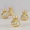 4in Tall Gold Half Crackle Bud Glass Vase, Set of 4