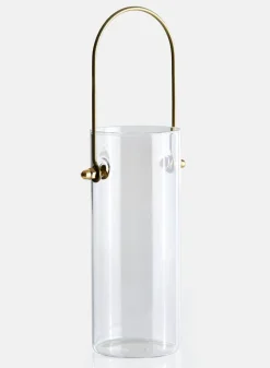 6in Tall Gold Handle Glass Vase