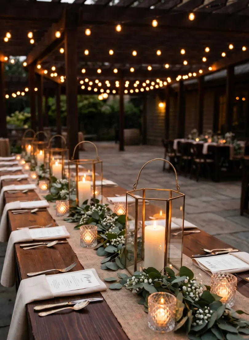 8in Tall Gold Hexagon Lantern