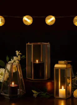 8in Tall Gold Hexagon Lantern