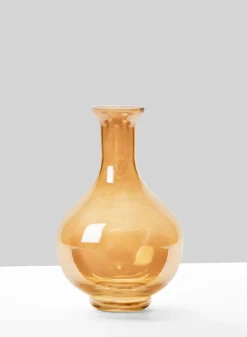 7.5in Tall Gold Luster Bottle Glass Vase