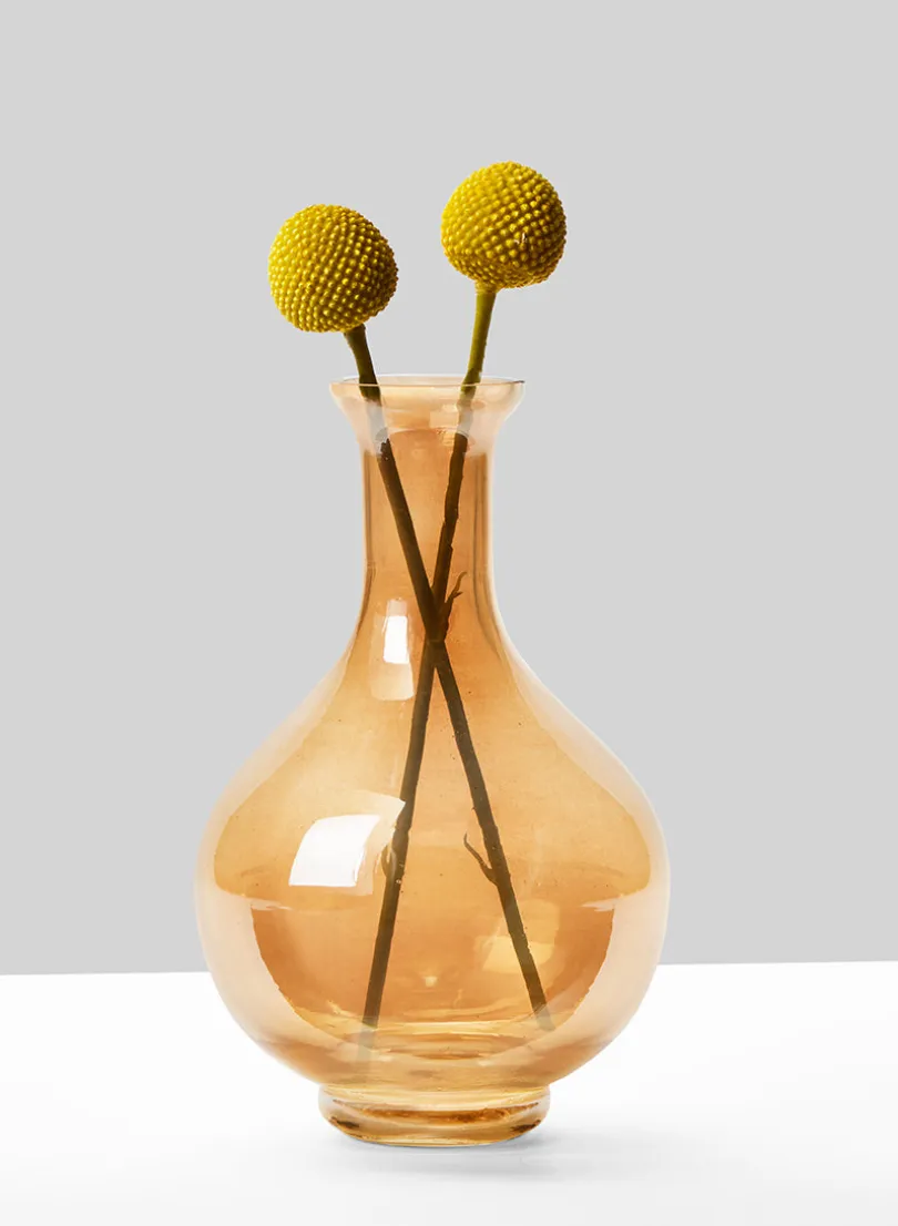 7.5in Tall Gold Luster Bottle Glass Vase