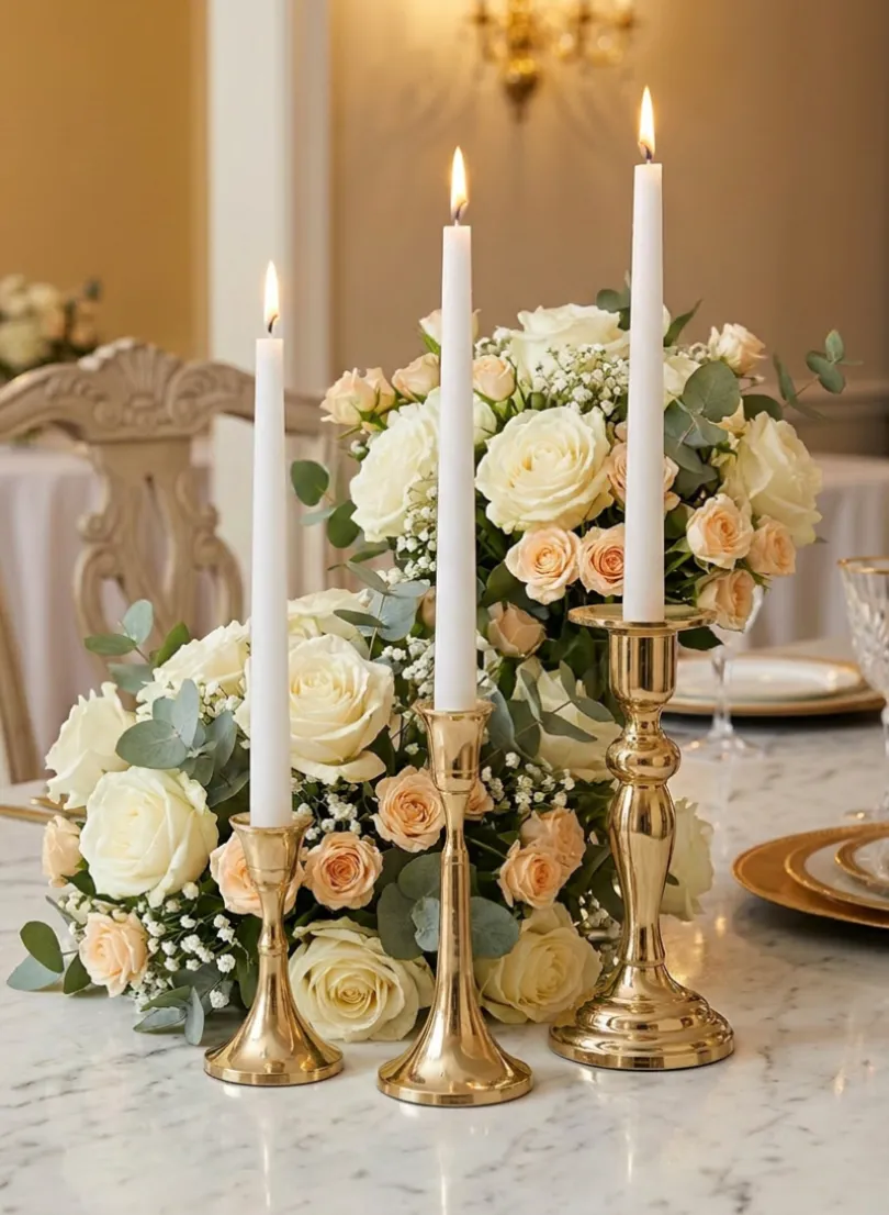 4.5in Tall Gold Metal Candlestick