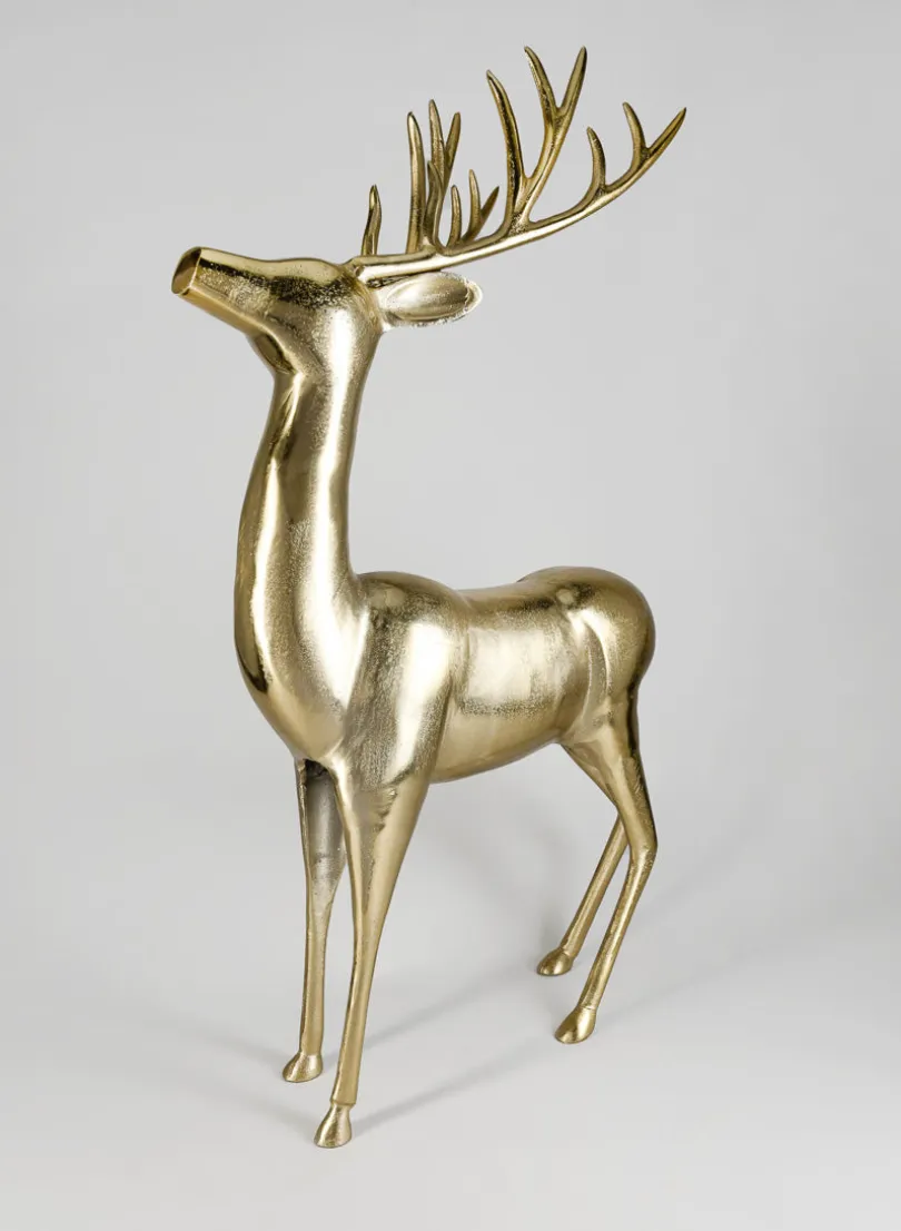 36.5in Tall Gold Metal Reindeer