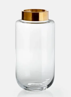 14in Tall Gold Mouth Jar Glass Vase