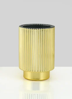 5in Tall Gold Pleated Glass Votive Holder
