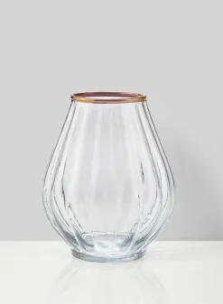 6in Tall Gold Rim Balloon Glass Vase