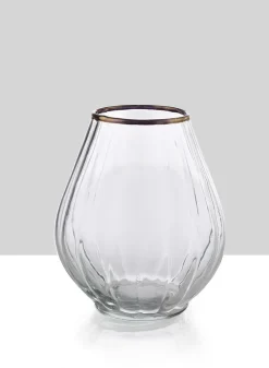 6in Tall Gold Rim Balloon Glass Vase