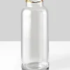 9in Tall Gold Rim Glass Bottle Vase