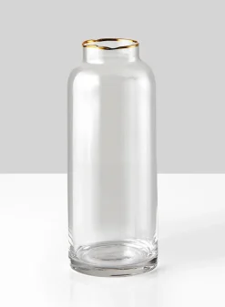 9in Tall Gold Rim Glass Bottle Vase
