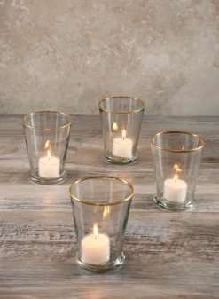 4.5in Tall Gold Rim Glass Julep Cup Vase, Set of 4