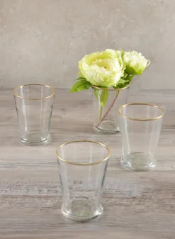 4.5in Tall Gold Rim Glass Julep Cup Vase, Set of 4