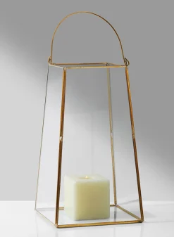 12in Tall Gold Trapezoid Lantern