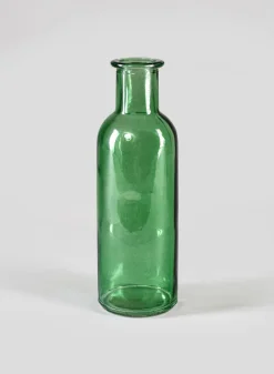 6.5in Tall Green Glass Bottle Bud Vases, Set of 6