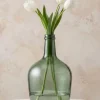12in Tall Green Glass Bottle Vase